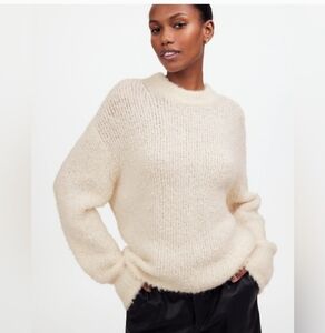 Madewell Wool Alpaca Blend Bouclé Knit Oversized Sweater NS679 NWT SZ S